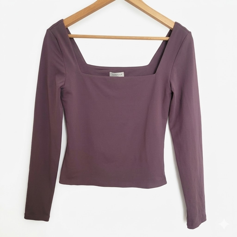 Aritzia Square Neck Long Sleeve Bodysuit Purple Size M Womens Contour